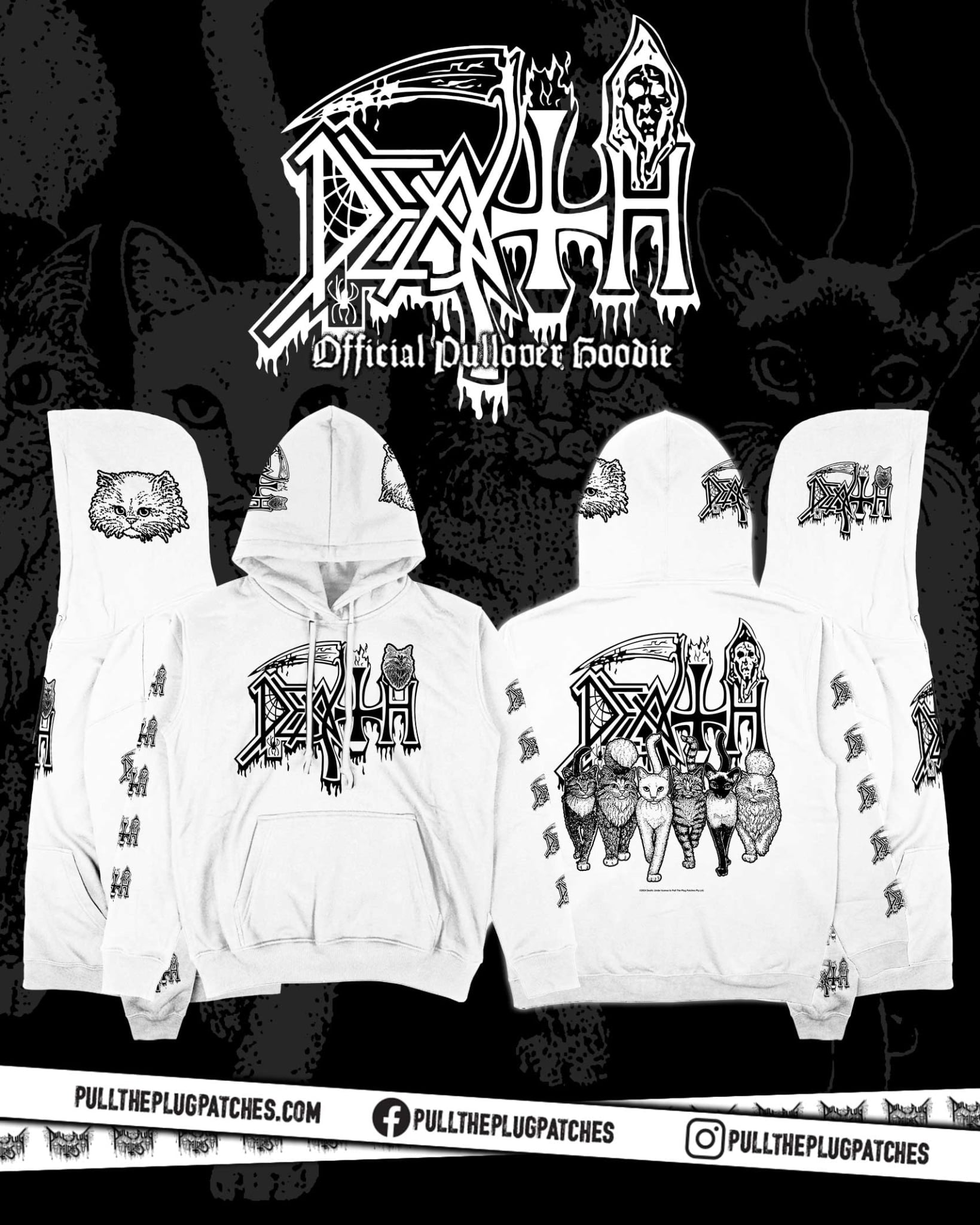 Death - Kittens - Deluxe Pullover Hoodie (White)