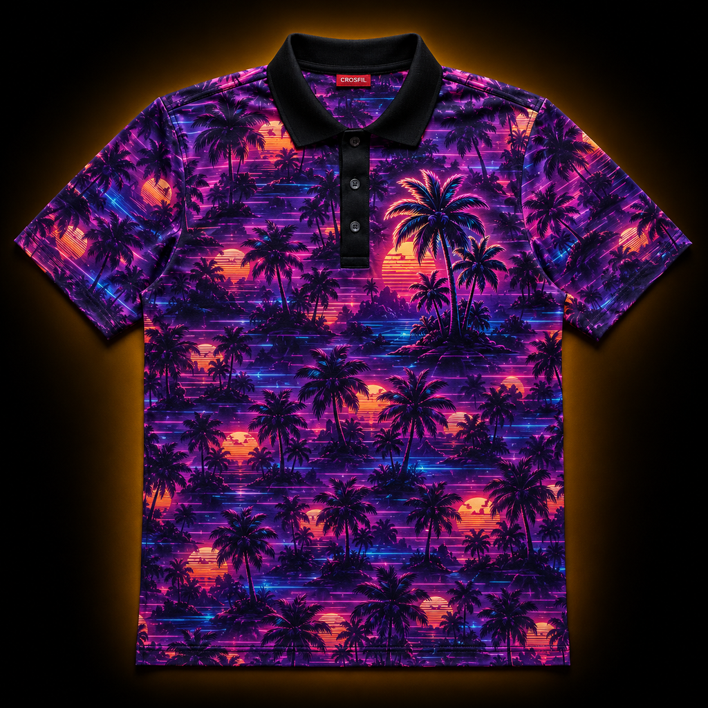 Neon Coast XIII — Synthwave Polo Shirt