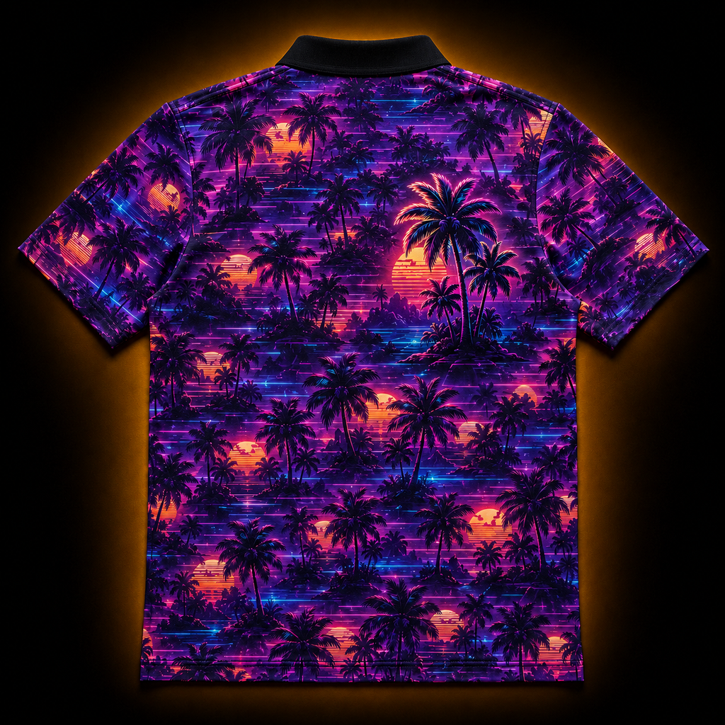 Neon Coast XIII — Synthwave Polo Shirt