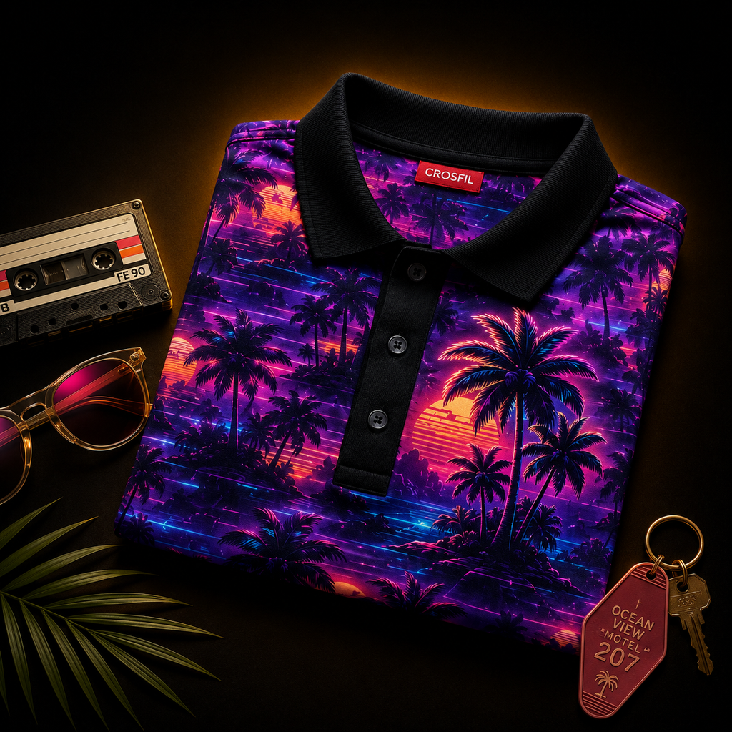 Neon Coast XIII — Synthwave Polo Shirt