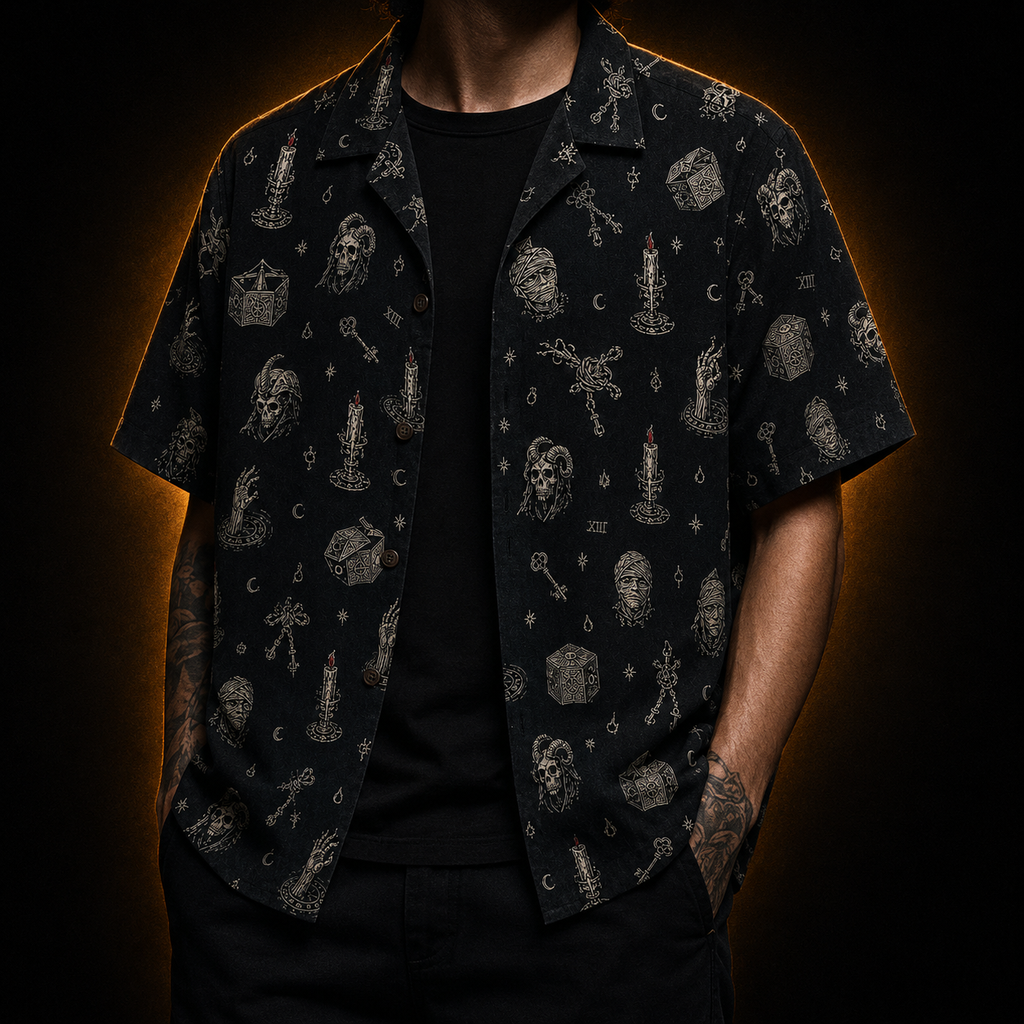 The Altar XIII — Occult Ritual Micro-Repeat Hawaiian Shirt