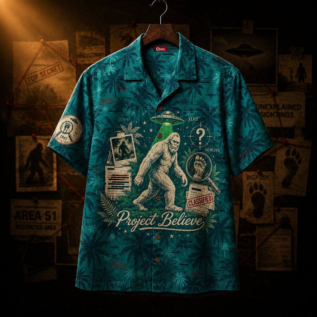 Project Believe — Classified Cryptid File Hawaiian Shirt