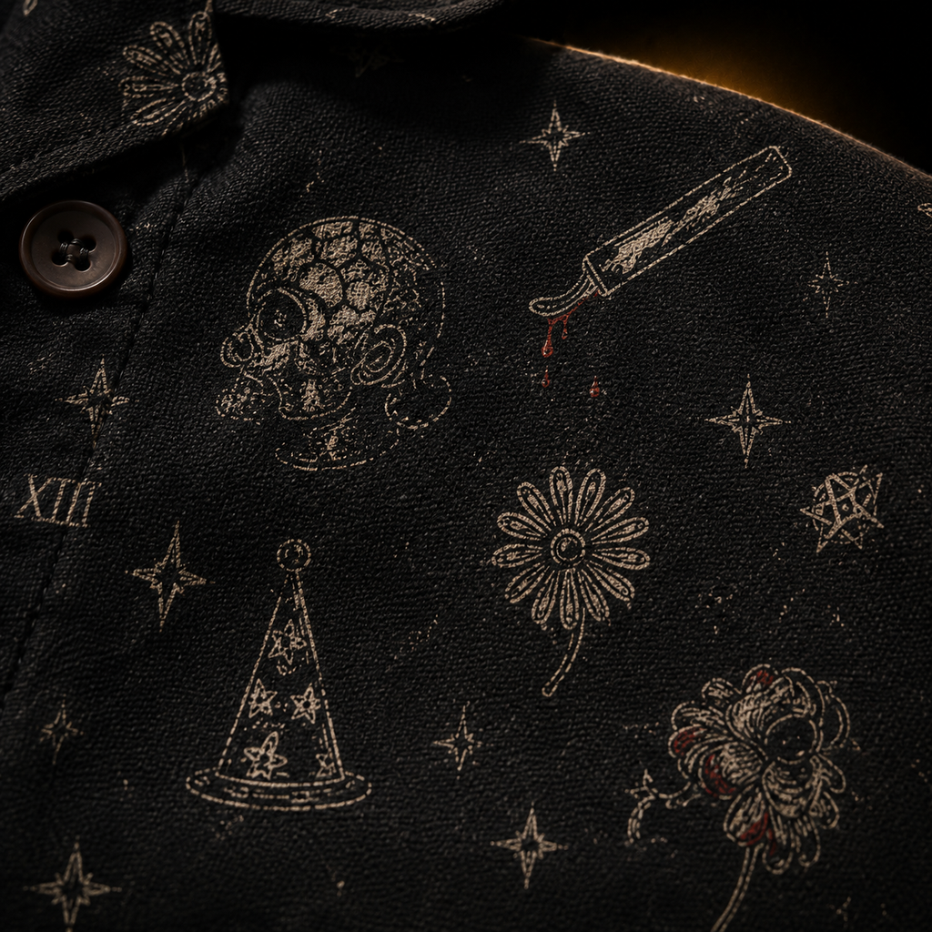 Dark Carnival XIII — Vintage Micro-Repeat Hawaiian Shirt