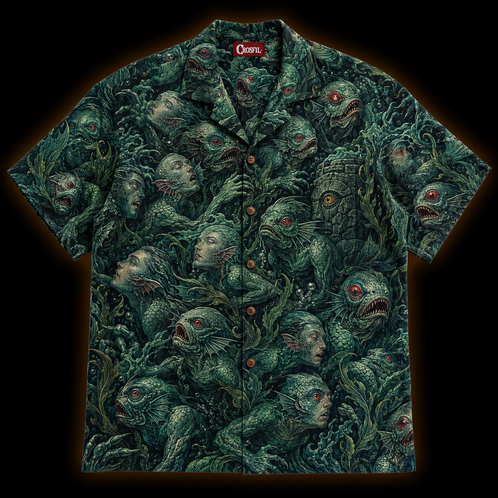 Innsmouth Tide Hawaiian Shirt — Deep Ones All-Over Print