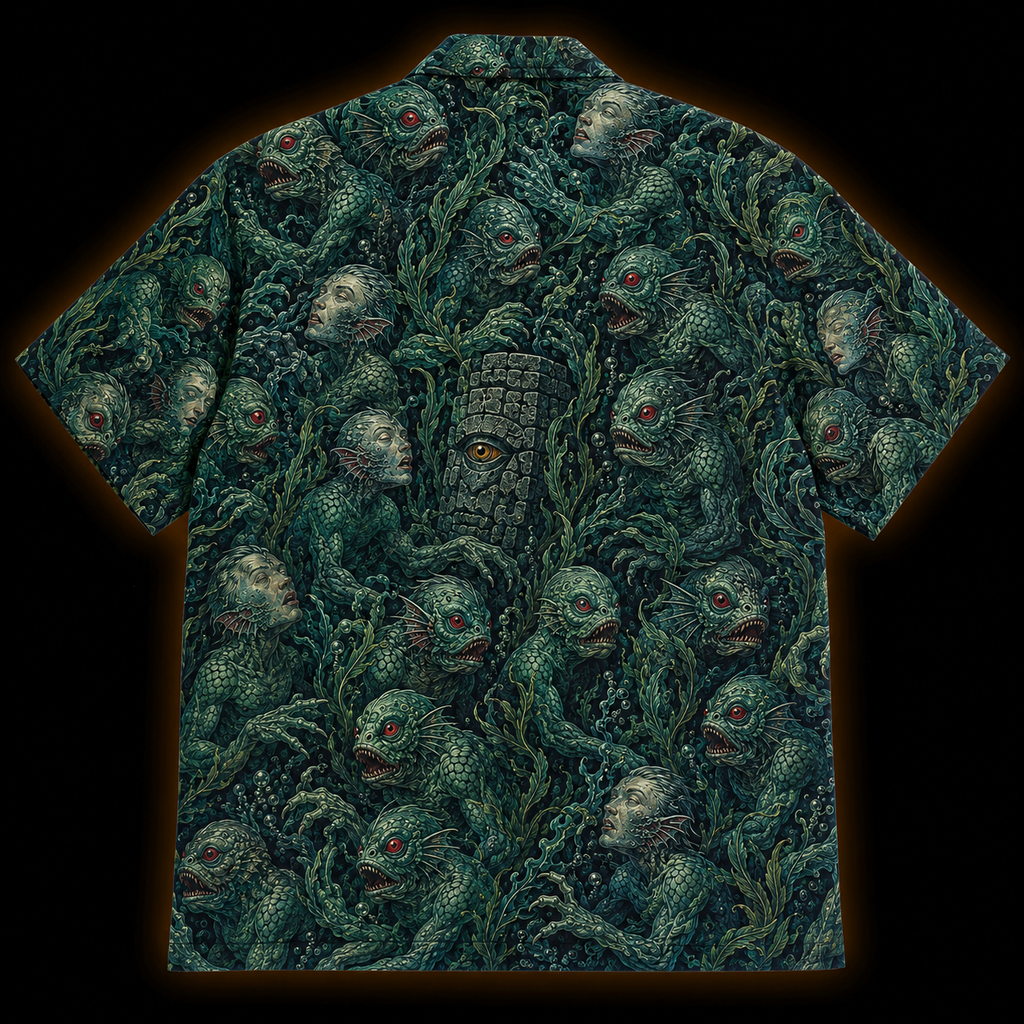 Innsmouth Tide Hawaiian Shirt — Deep Ones All-Over Print