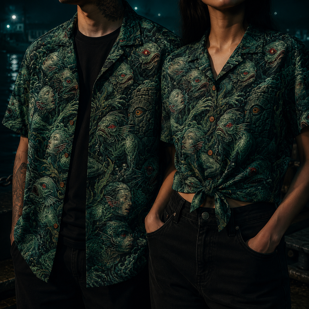 Innsmouth Tide Hawaiian Shirt — Deep Ones All-Over Print