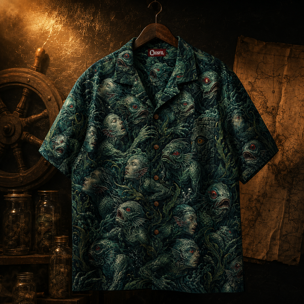 Innsmouth Tide Hawaiian Shirt — Deep Ones All-Over Print