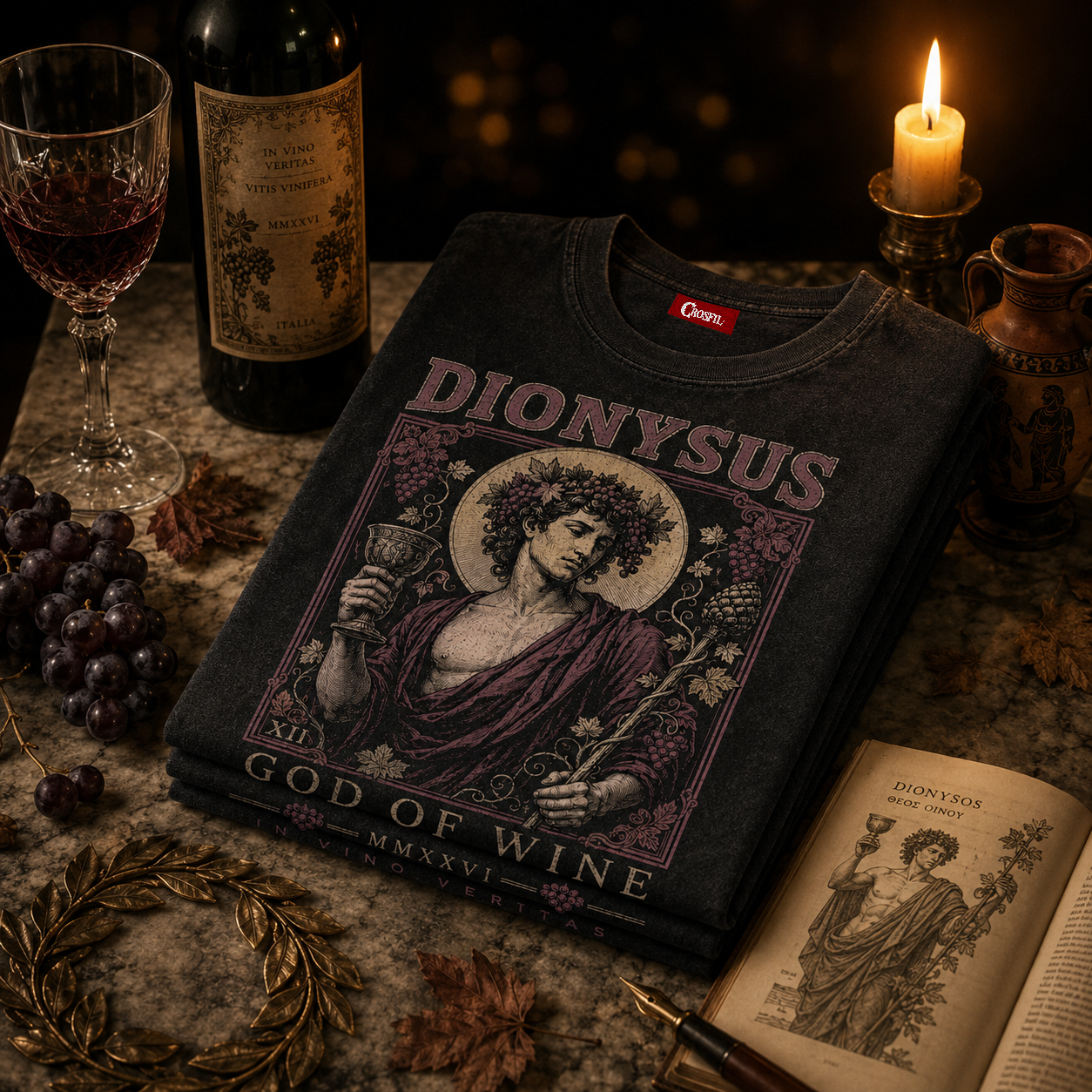 Dionysus XII — God of Wine Washed T-Shirt