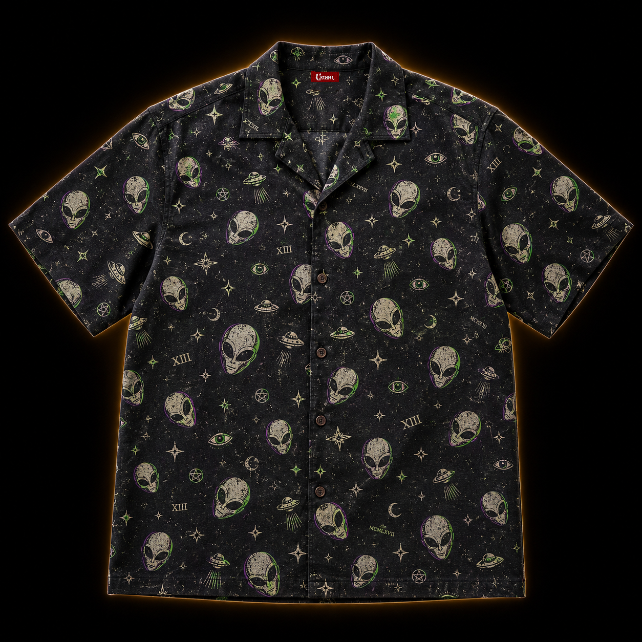 Cosmic Cryptid XIII — Alien Micro-Repeat Hawaiian Shirt