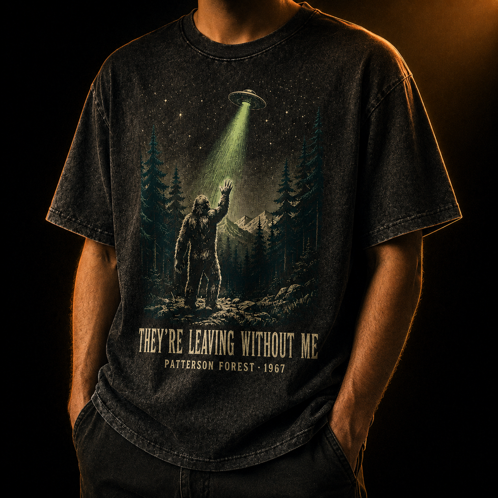 They're Leaving Without Me — Patterson Forest Cryptid Washed T-Shirt