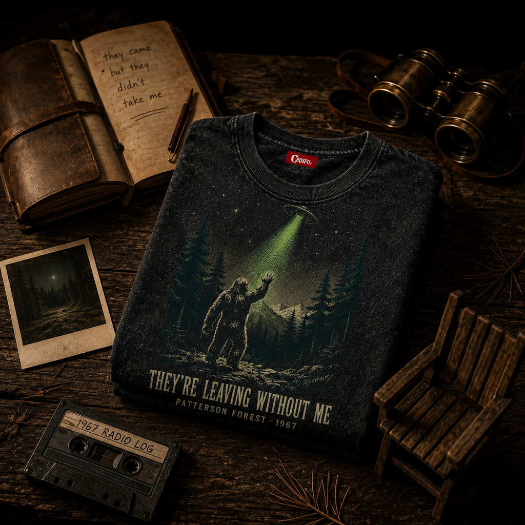 They're Leaving Without Me — Patterson Forest Cryptid Washed T-Shirt