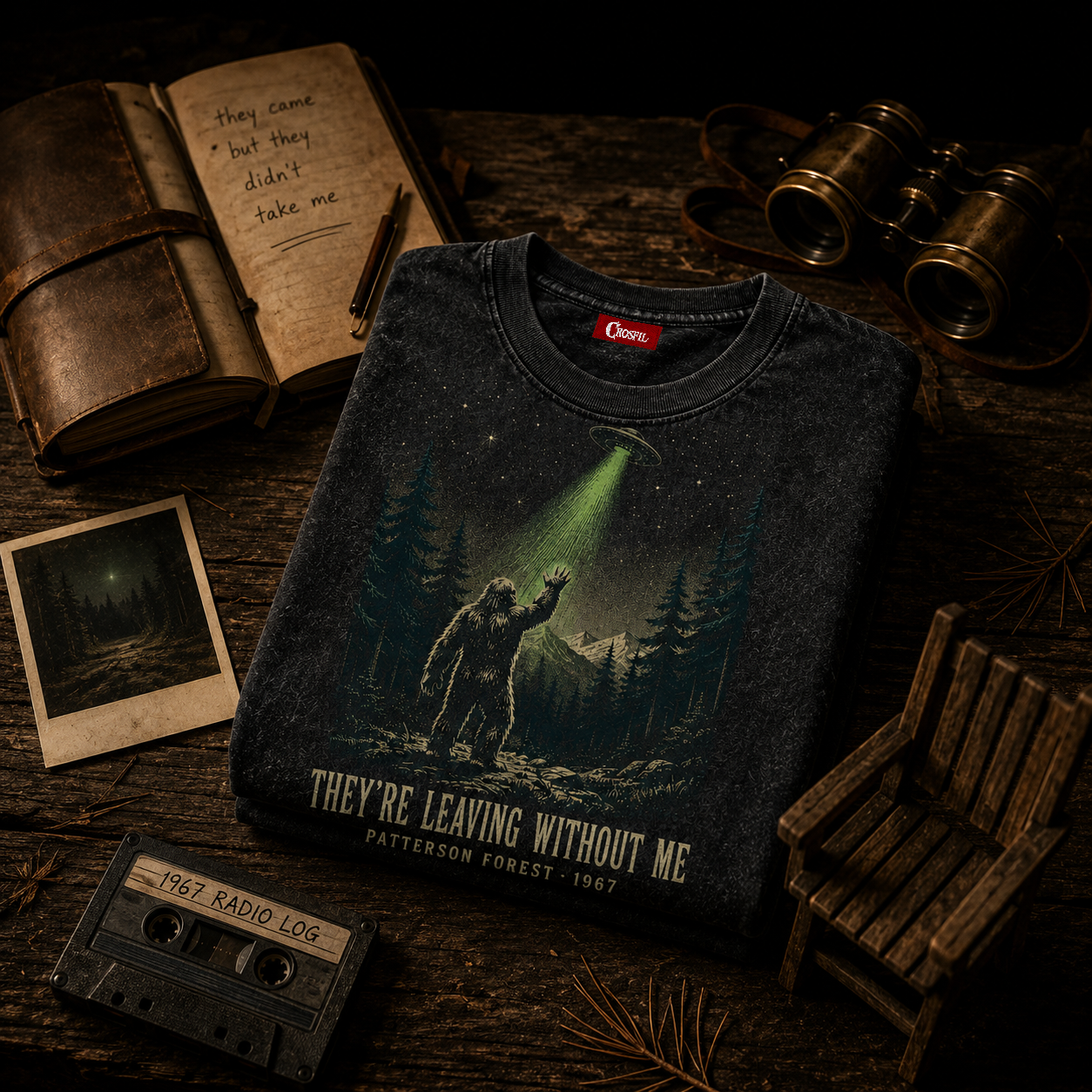 They're Leaving Without Me — Patterson Forest Cryptid Washed T-Shirt