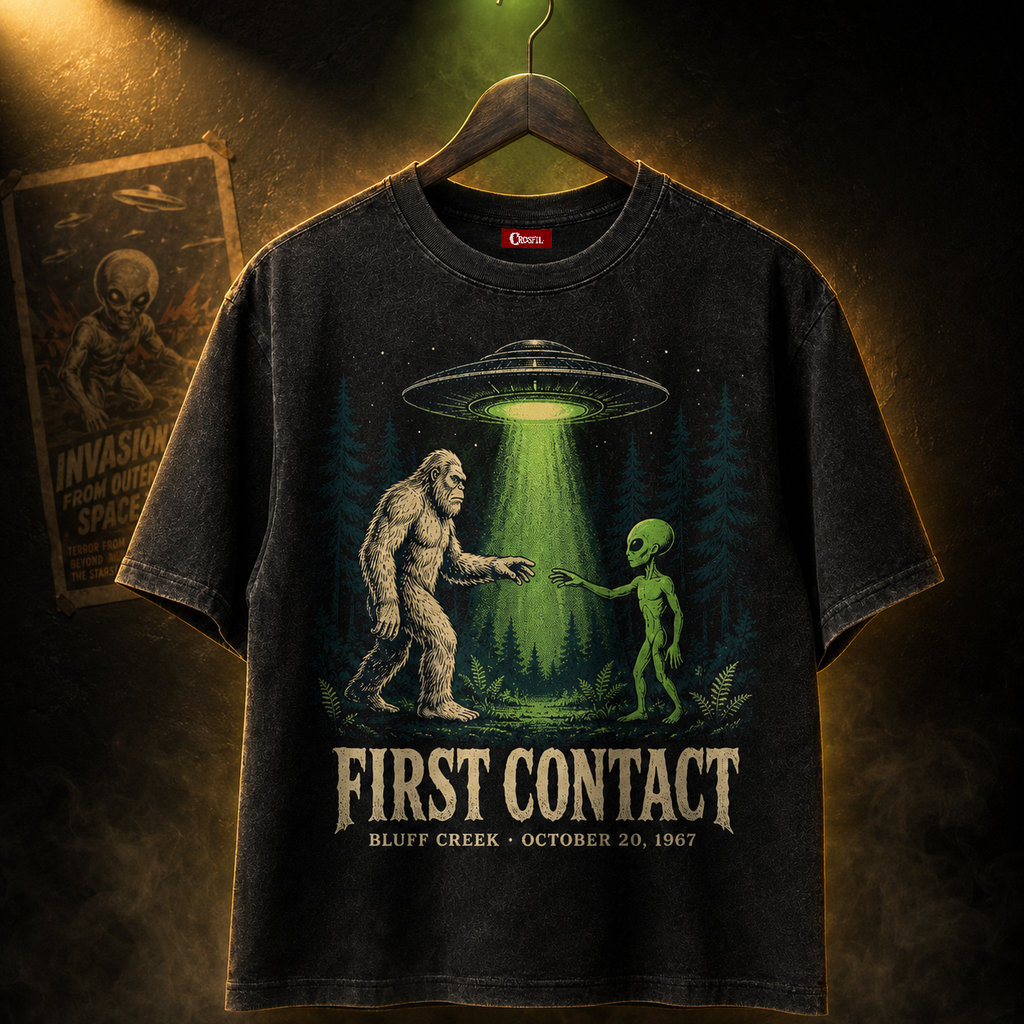 First Contact — Bluff Creek '67 Cryptid Washed T-Shirt