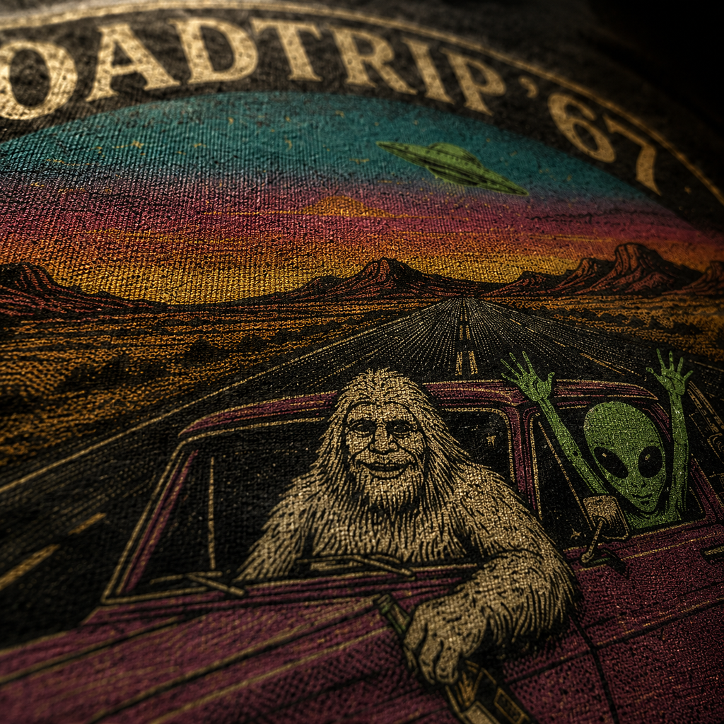 Roadtrip '67 — Two Cryptids One Highway Washed T-Shirt