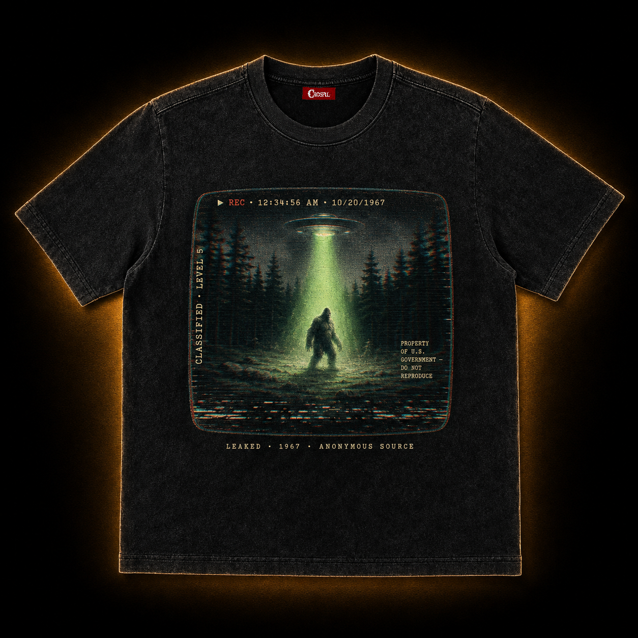 Leaked Footage 1967 — Classified VHS Cryptid Washed T-Shirt