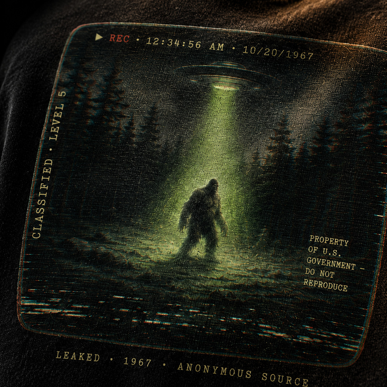Leaked Footage 1967 — Classified VHS Cryptid Washed T-Shirt