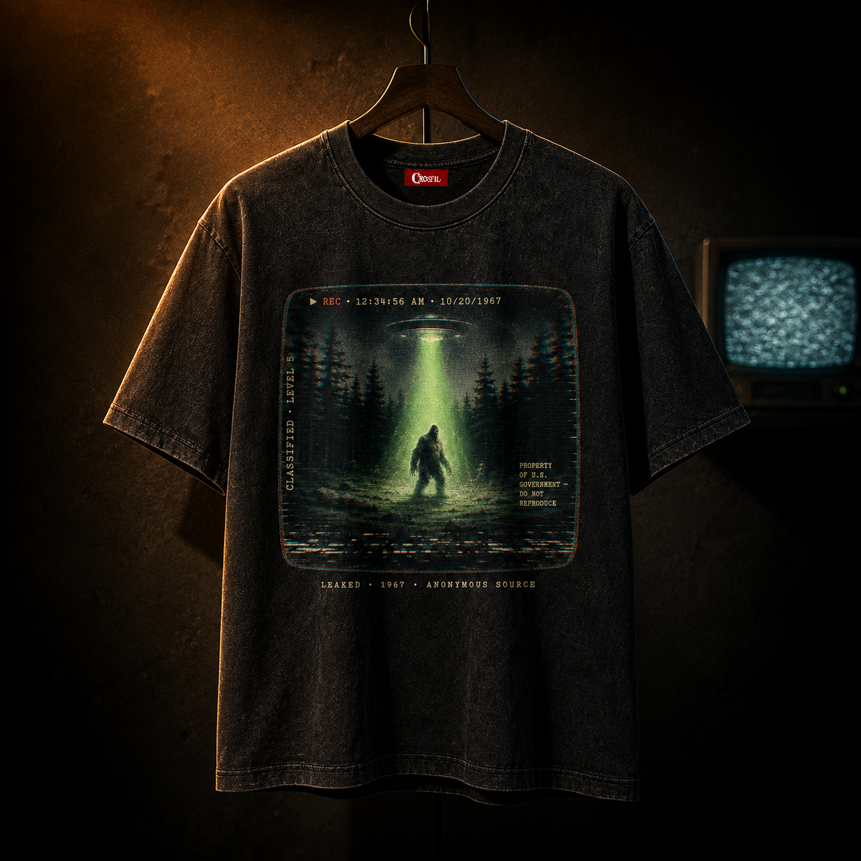 Leaked Footage 1967 — Classified VHS Cryptid Washed T-Shirt
