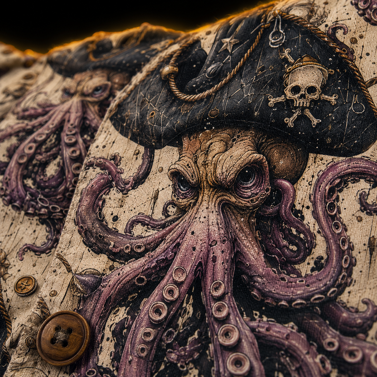 Crosfil Dead Man's Ink Hawaiian Shirt — Pirate Octopus All-Over Print