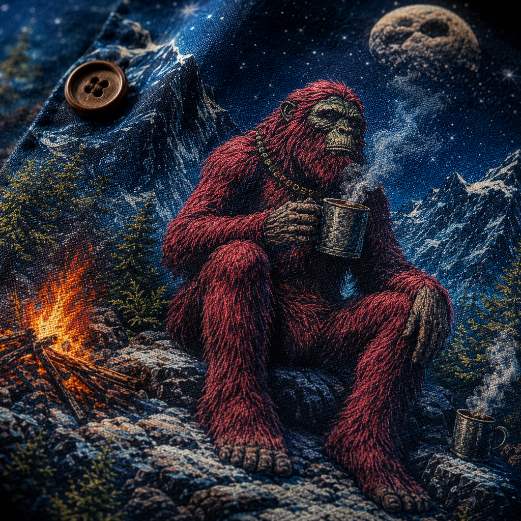 Crosfil Cold Comfort Hawaiian Shirt — Bigfoot Mountain Night Print