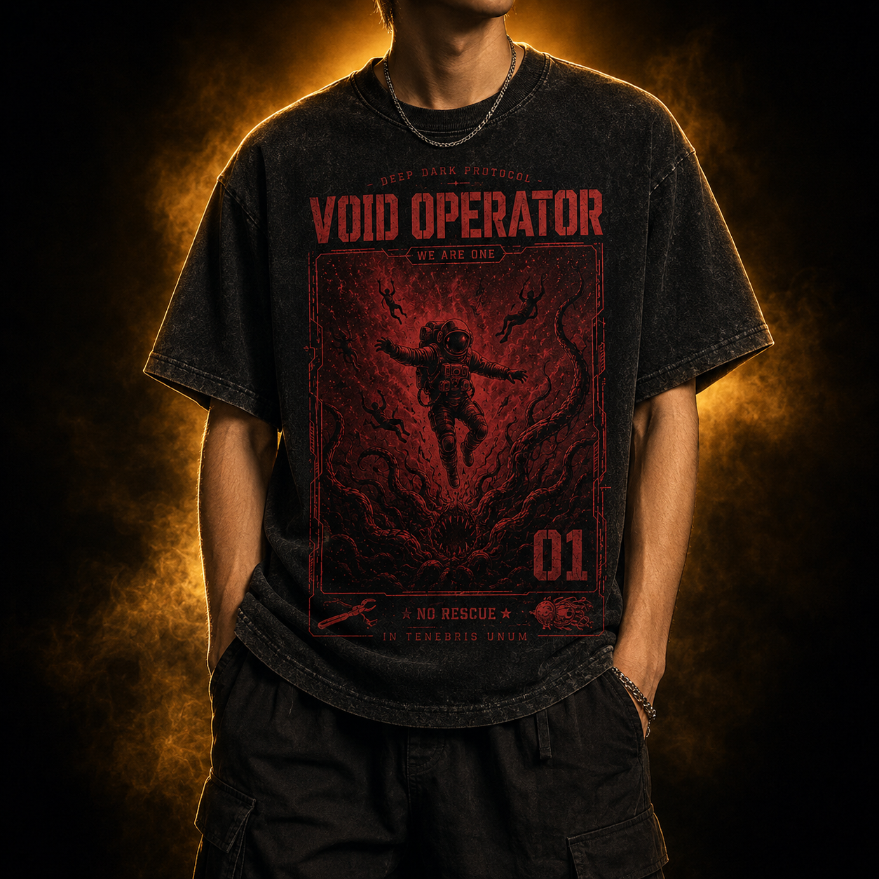 Void Operator 01 — Deep Dark Protocol Washed T-Shirt