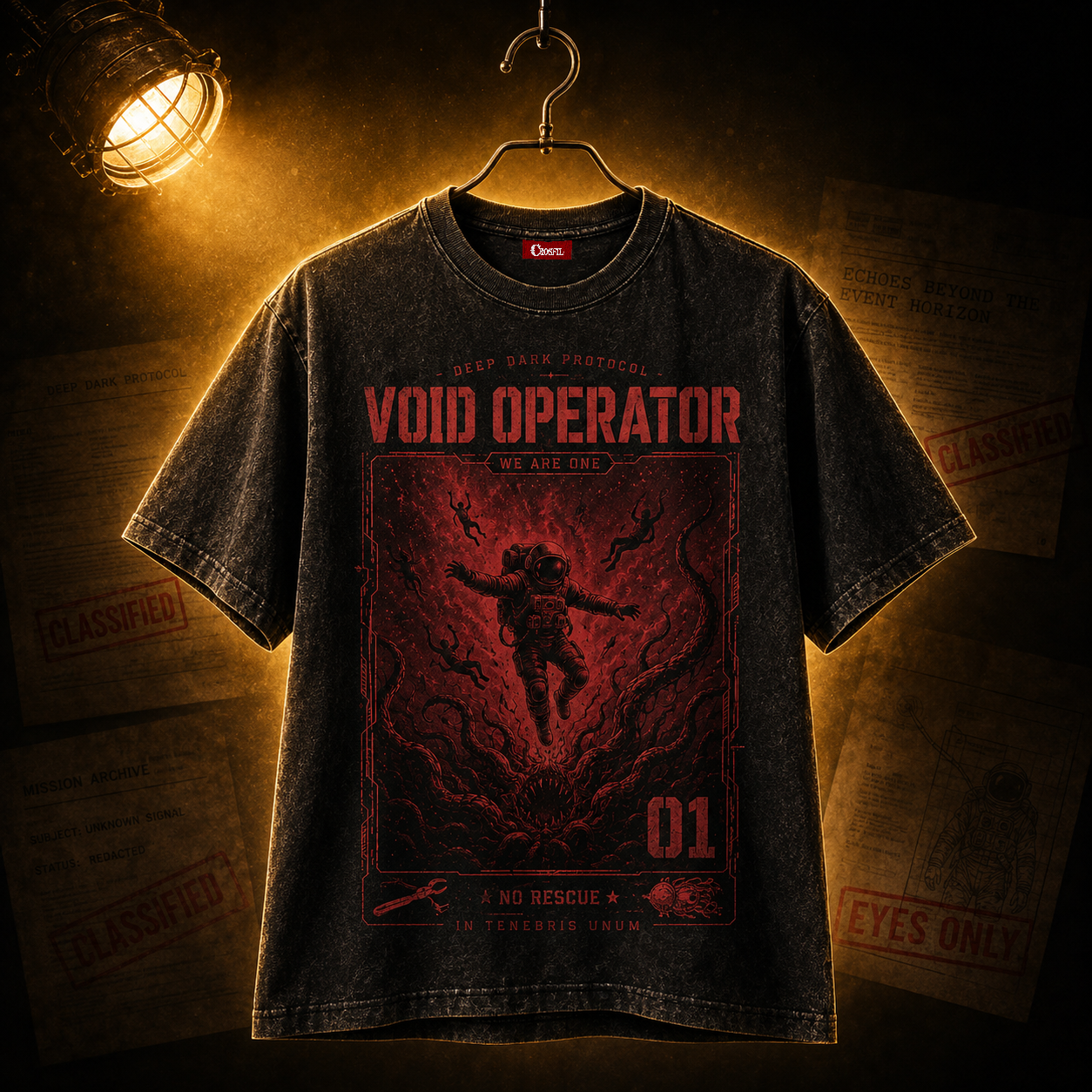 Void Operator 01 — Deep Dark Protocol Washed T-Shirt