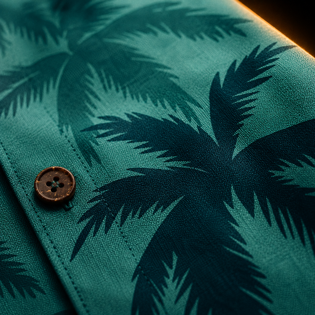 Teal Paradise XIII — Classic Palm Hawaiian Shirt