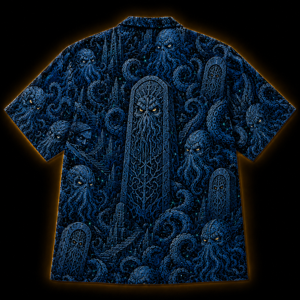 Crosfil Cthulhu Necropolis Hawaiian Shirt — Lovecraft Horror Print