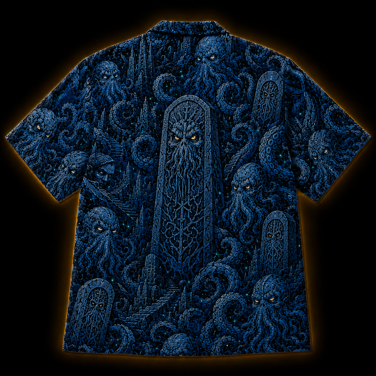 Crosfil Cthulhu Necropolis Hawaiian Shirt — Lovecraft Horror Print