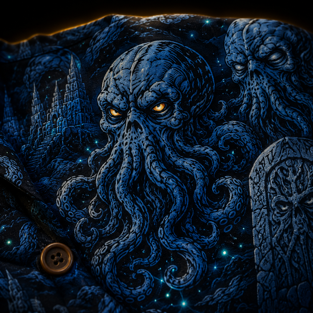 Crosfil Cthulhu Necropolis Hawaiian Shirt — Lovecraft Horror Print