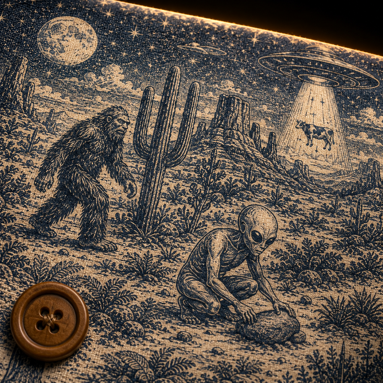 Crosfil Desert 1947 Hawaiian Shirt — Roswell UFO & Bigfoot Print