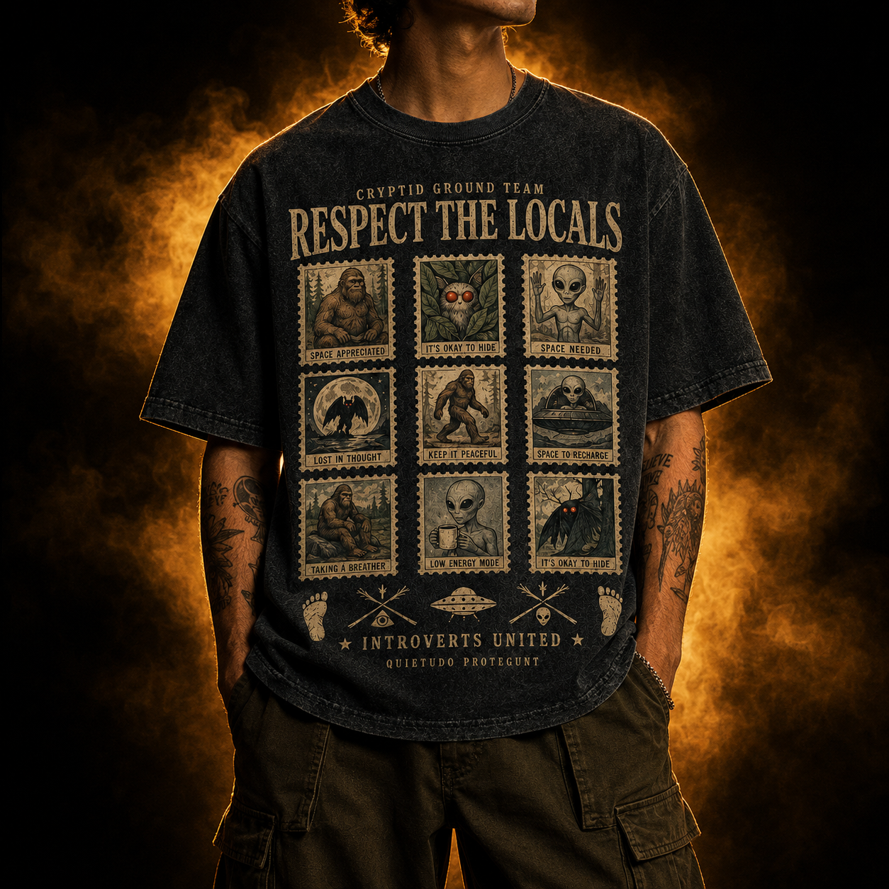 Respect The Locals — Cryptid Introverts United Washed T-Shirt
