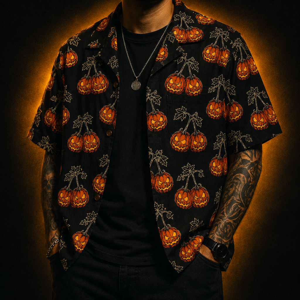 Cursed Harvest — Halloween Pumpkin Hawaiian Shirt