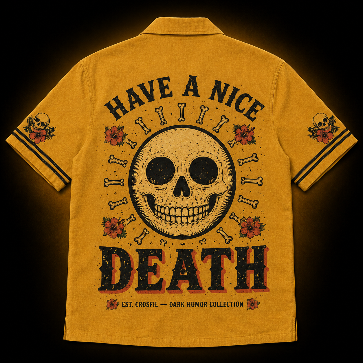 Have A Nice Death — Skull & Hibiscus Hawaiian Shirt | Dark Humor Collection