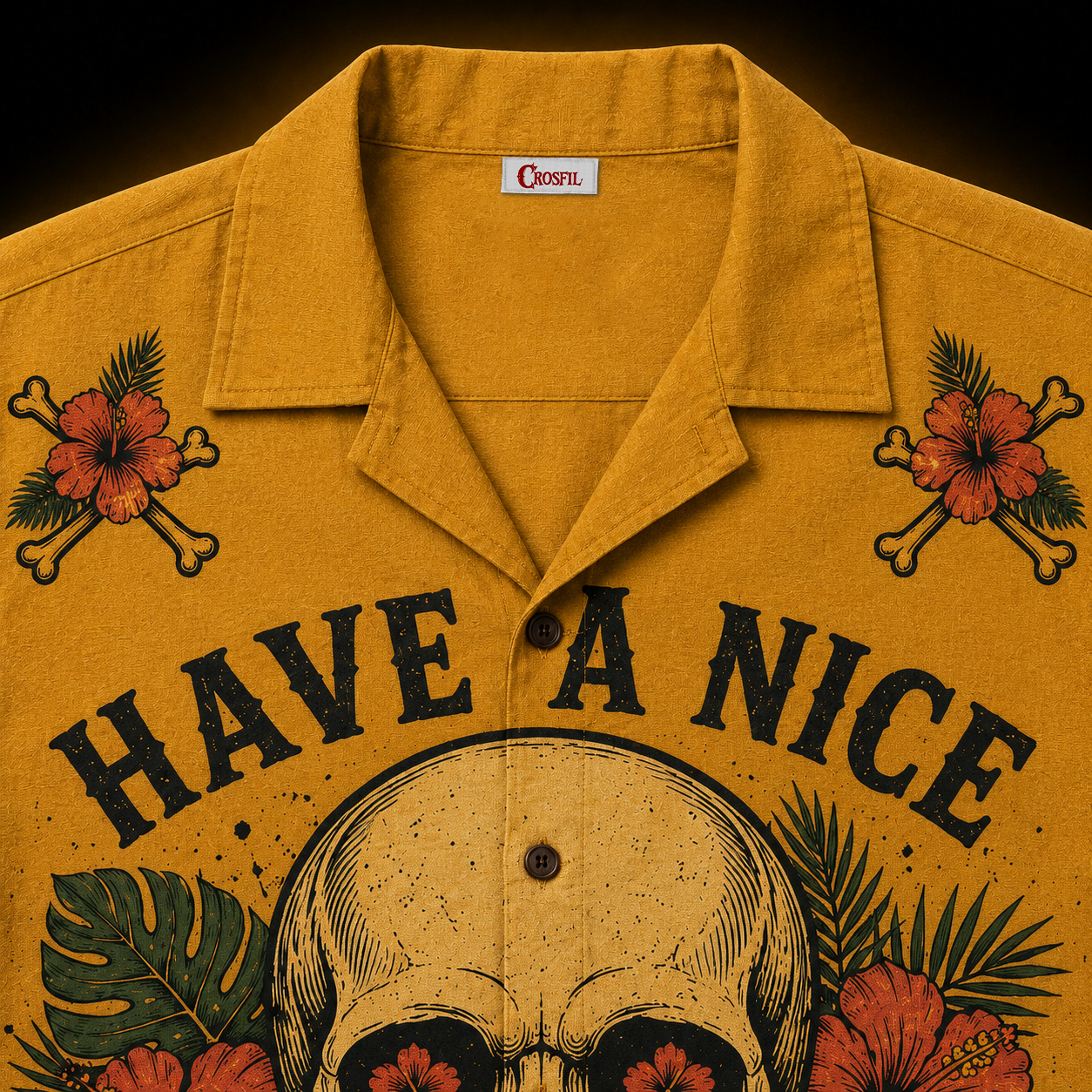 Have A Nice Death — Skull & Hibiscus Hawaiian Shirt | Dark Humor Collection