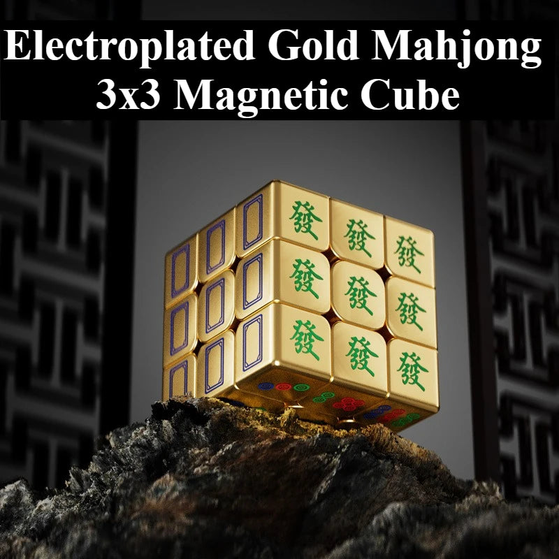 New Electroplated Gold Mahjong Cube 3x3 Cube Magnetic Cube Puzzle 3x3x3 Cubo Magico 3x3x3 Profissional