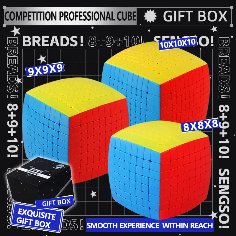 sengso Speed Cube 8x8 9x9 10x10 High difficulty level Designated for Competition Cube Puzzle Excellent feel kid Educational toys