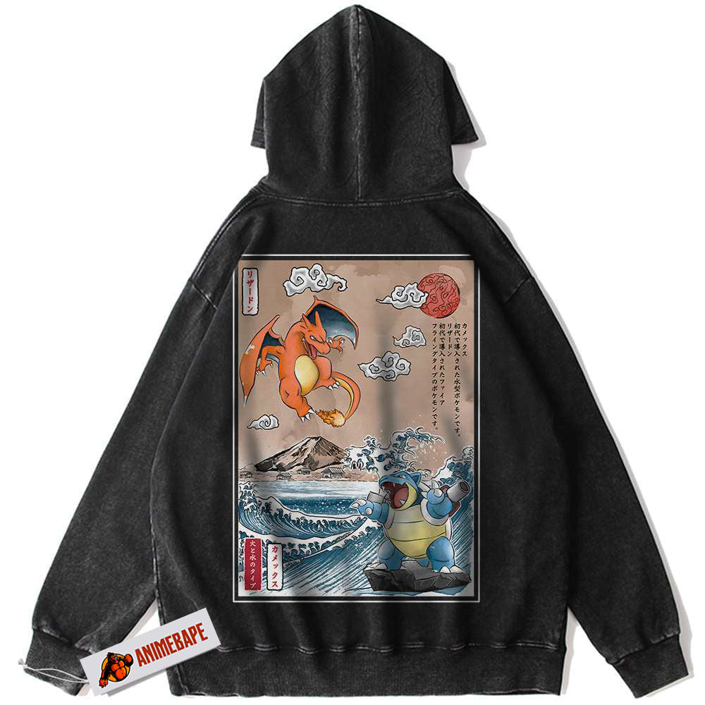 Charizard Blastoise Vintage Anime Hoodie for Pokemon Fans
