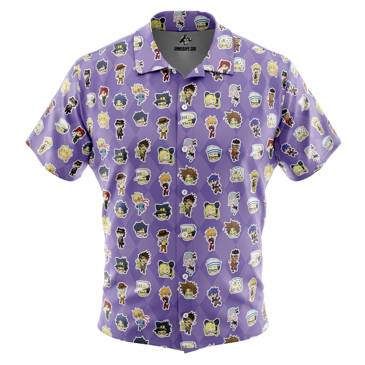 Chibi Jojo's Bizarre Adventure Characters Pattern Button Up Hawaiian Shirt