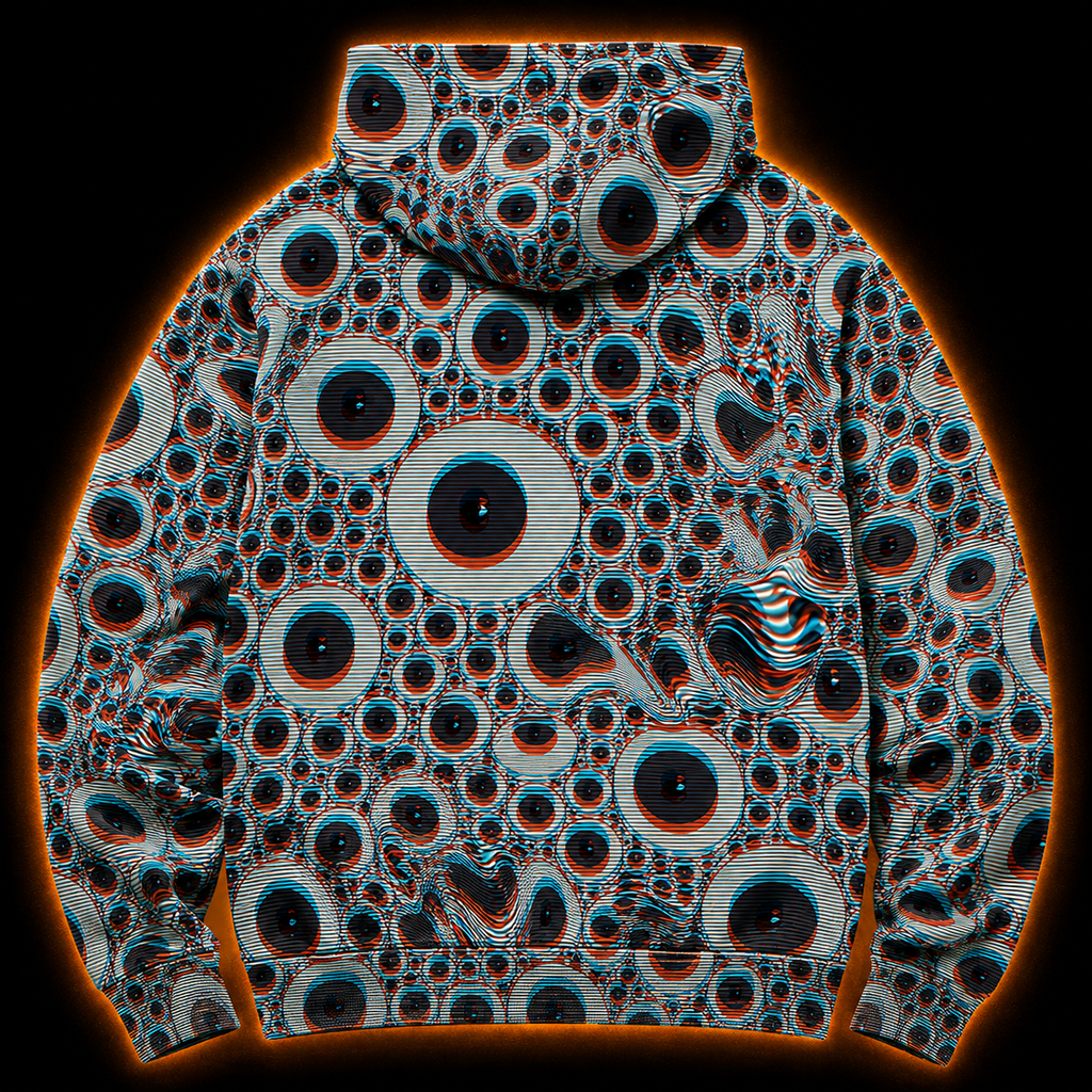 Crosfil Double Vision Hoodie — 3D Anaglyph Eyeball Optical Print