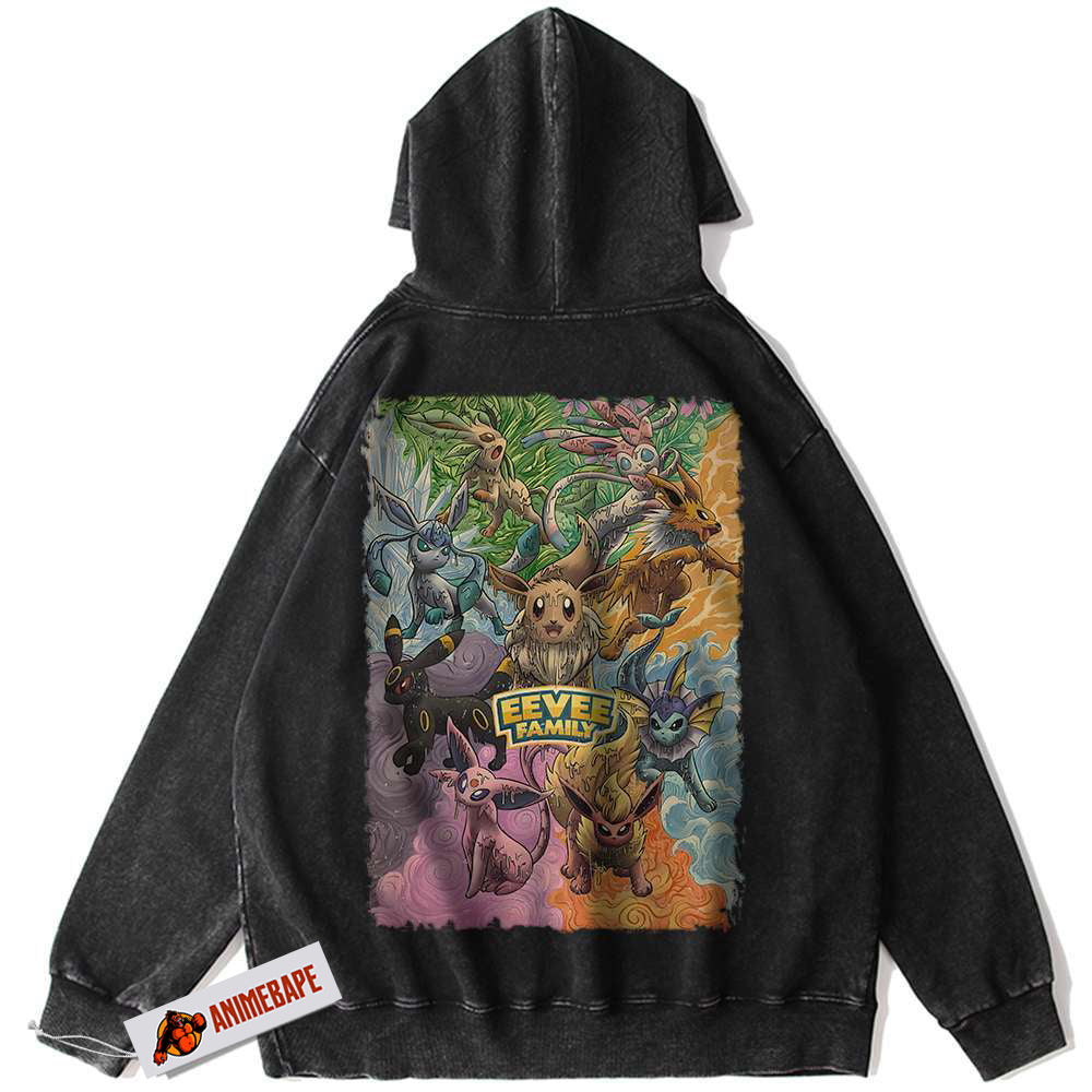 Eevee Vintage Anime Hoodie for Pokemon Fans, Cosplay Apparel