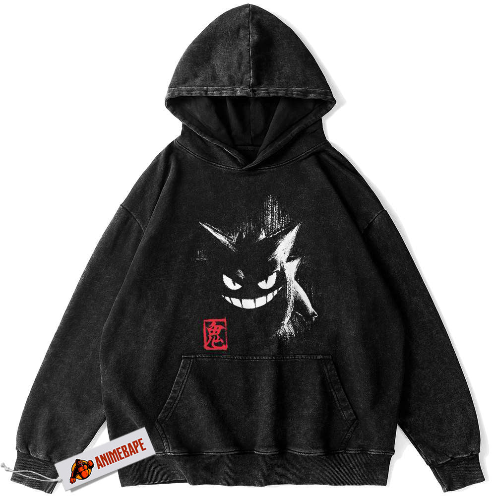 Pokemon Gengar Vintage Hoodie, Anime PKM Hoodie for Fans