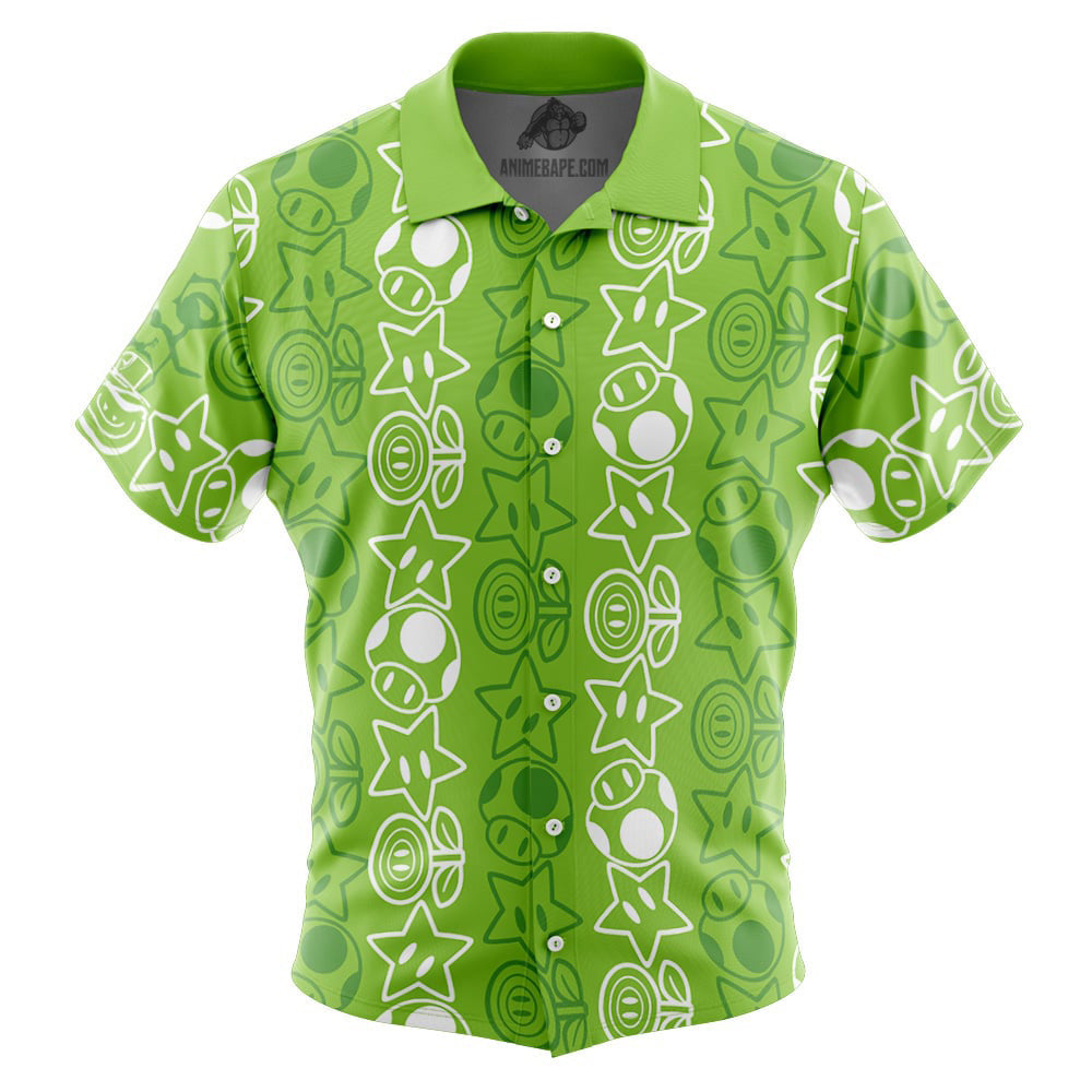 Holiday Getup Luigi Super Mario Bros Button Up Hawaiian Shirt
