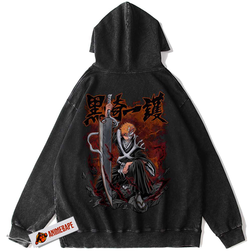 Bleach Ichigo Kurosaki Hoodie, Vintage Anime Hoodie for Fans