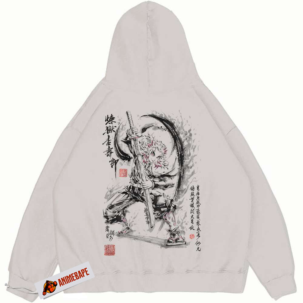 Demon Slayer Kyojuro Rengoku Vintage Hoodie for Anime Fans