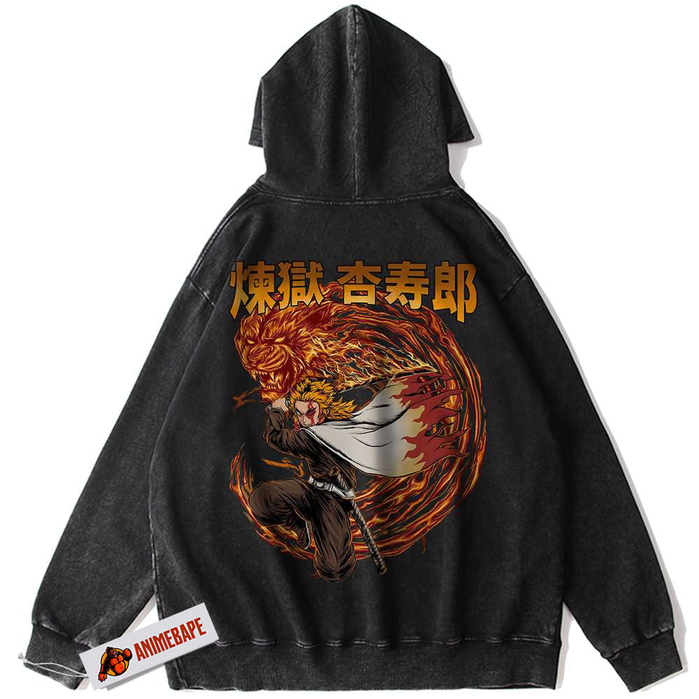 Demon Slayer Kyojuro Rengoku Vintage Anime Hoodie for Fans
