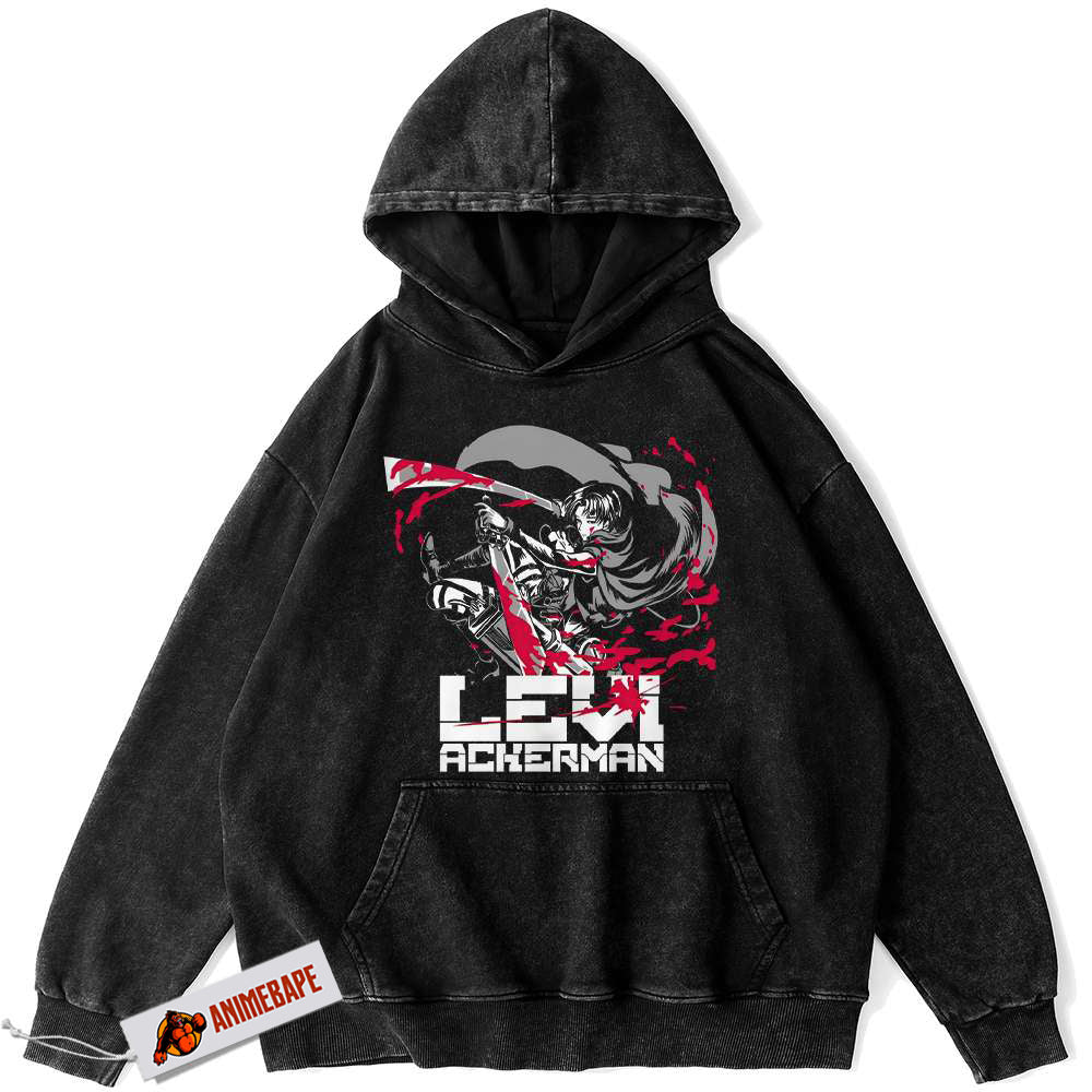 Levi Ackerman Attack On Titan Vintage Anime Hoodie for Men