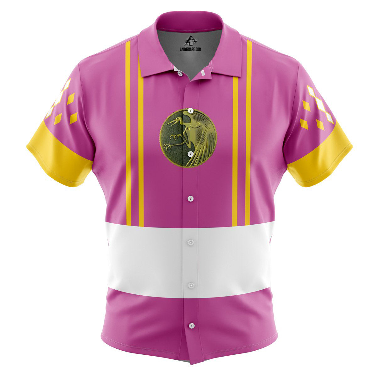 Pink Ranger Ninjetti Mighty Morphin Power Rangers Button Up Hawaiian Shirt