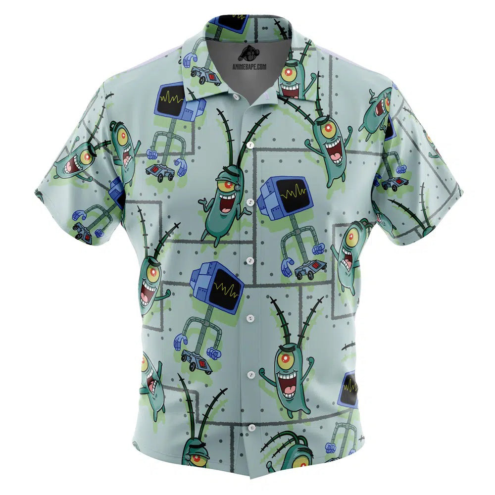 Plankton SpongeBob SquarePants Button Up Hawaiian Shirt