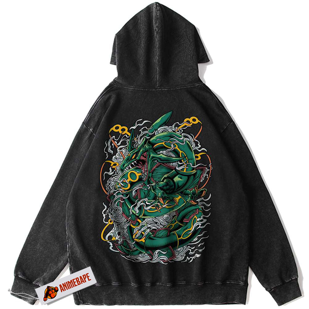Pokemon Rayquaza Vintage Hoodie for Anime Fans, Unisex Sweatshirt