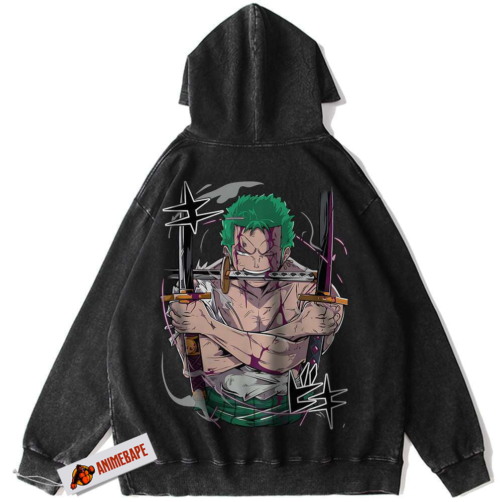 One Piece Roronoa Zoro Vintage Hoodie, Anime Hoodie v85